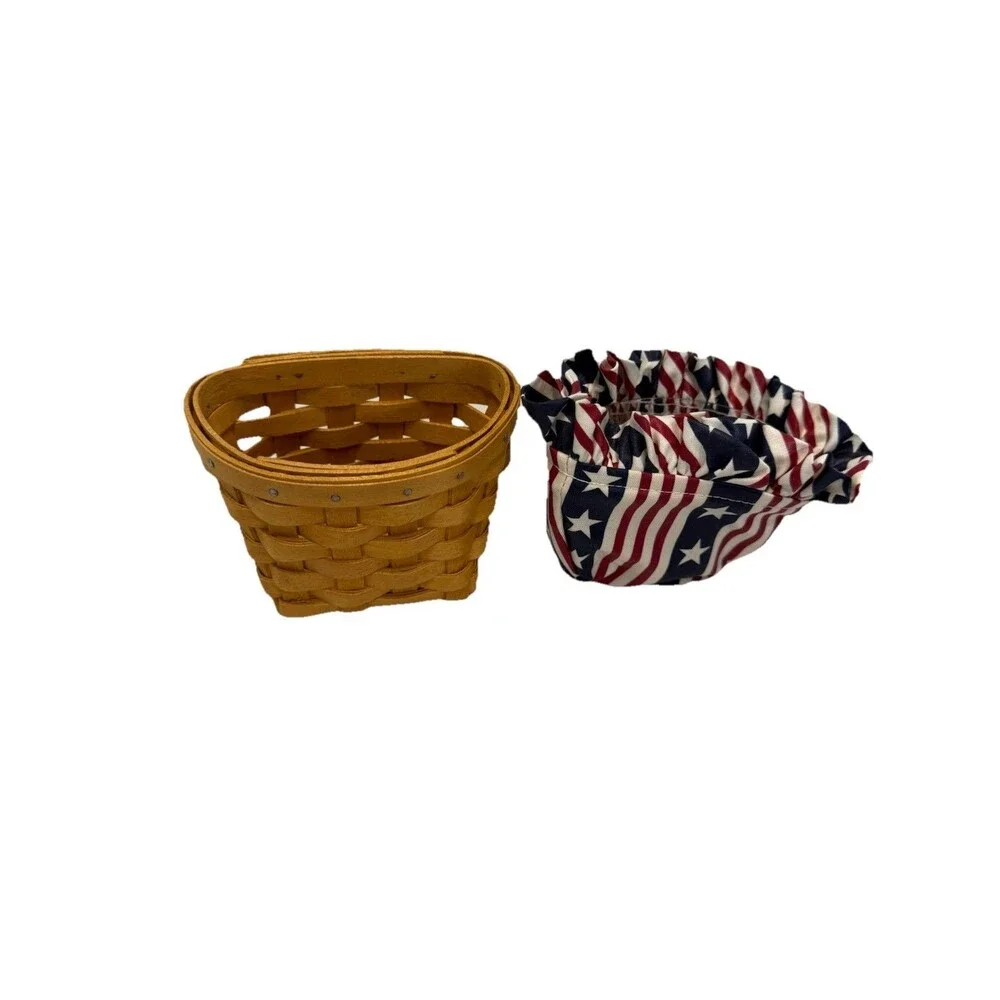 1997 Longaberger Oregano Basket w/Stars & Stripes Liner & Protector 5L 3W 3.5H